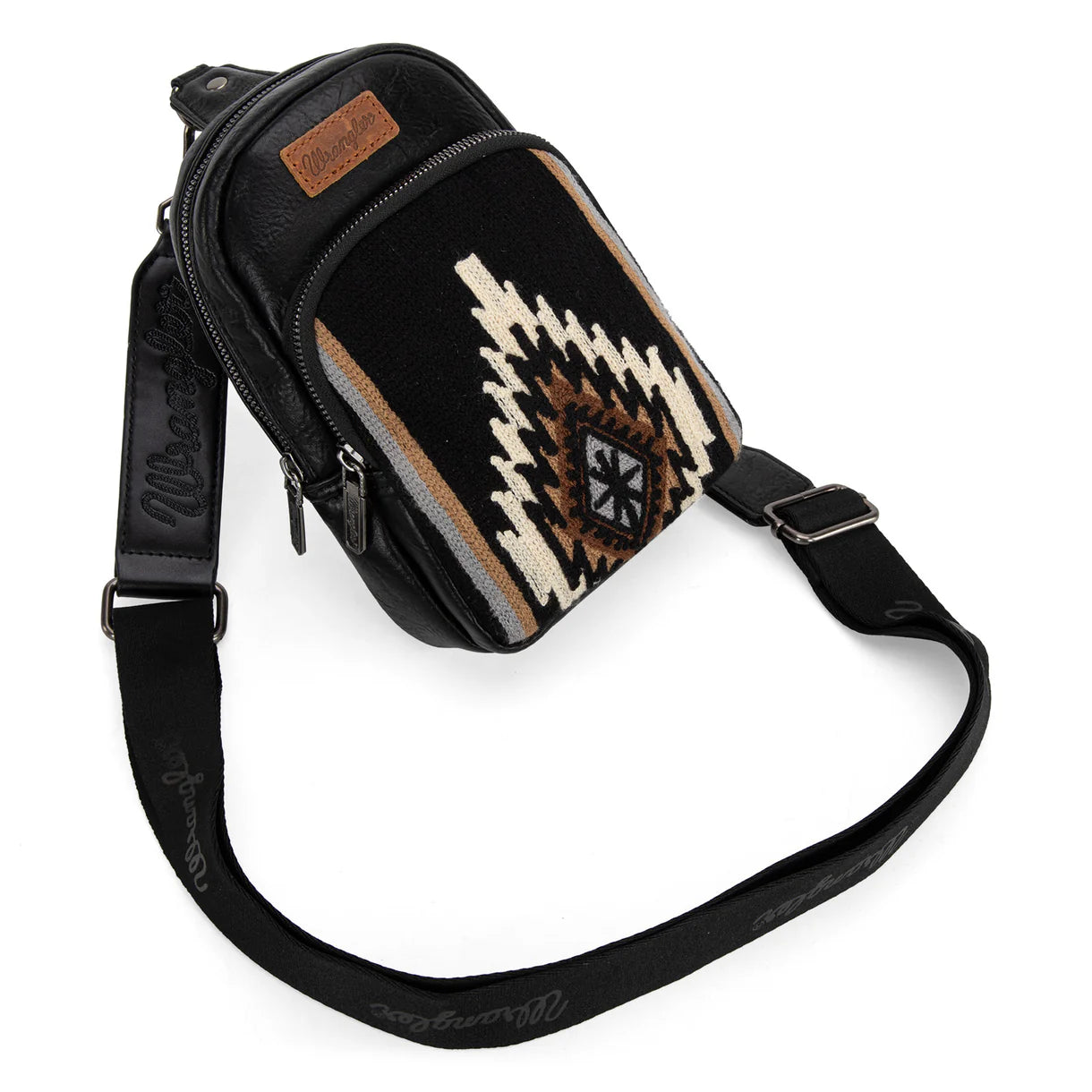 WG174-210 Wrangler Southwestern Knitted Sling Bag - Black