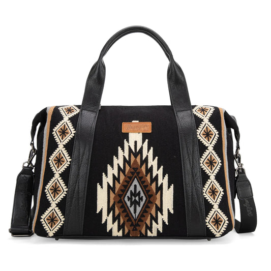 WG174-5110 Wrangler Southwestern Print Duffle Bag - Black