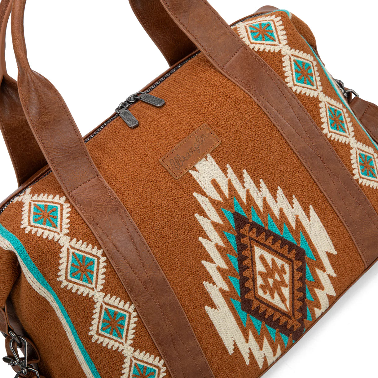 WG174-5110 Wrangler Southwestern Print Duffle Bag - Brown