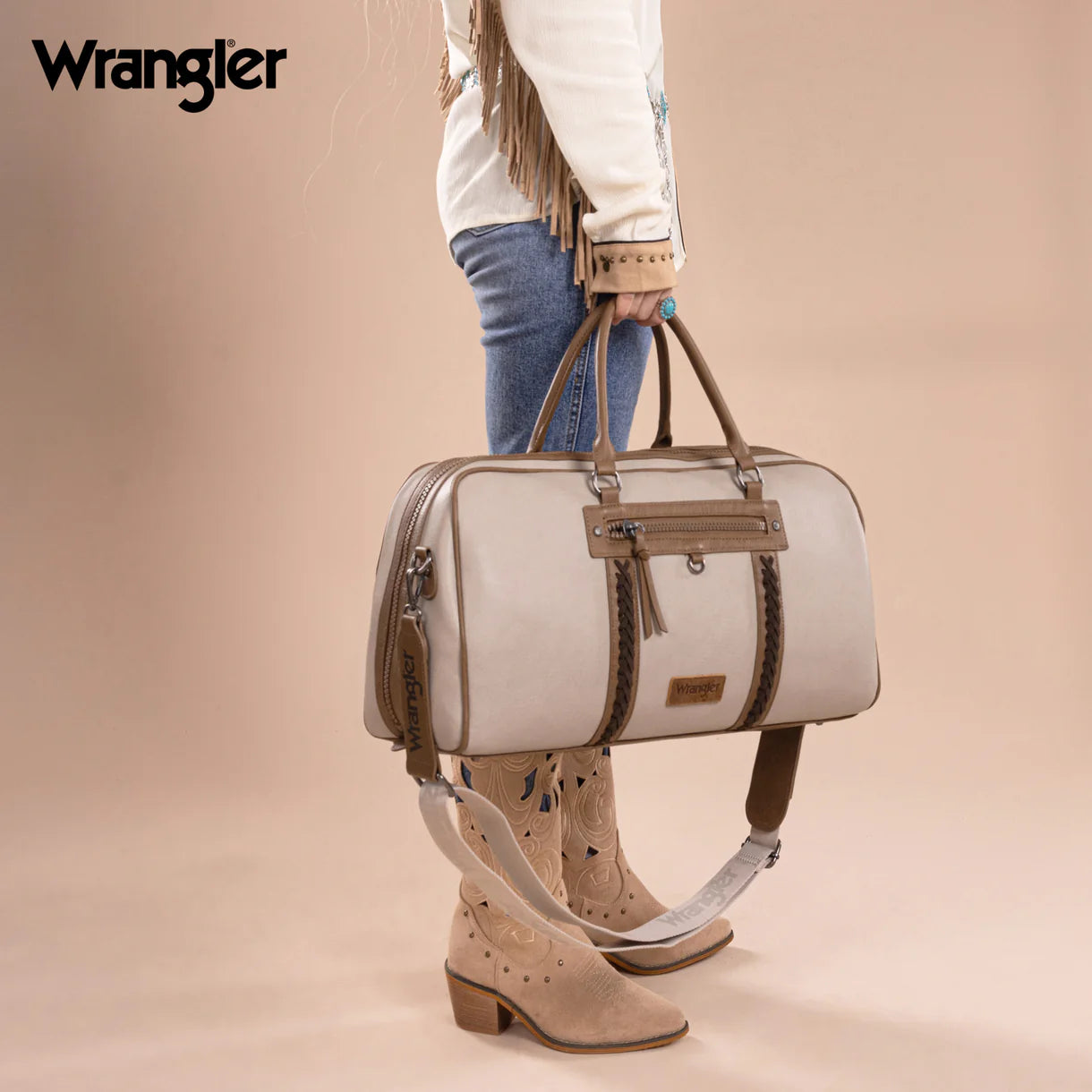 WG185-5110 Wrangler Whipstitch Collection Duffle Bag -Light Grey