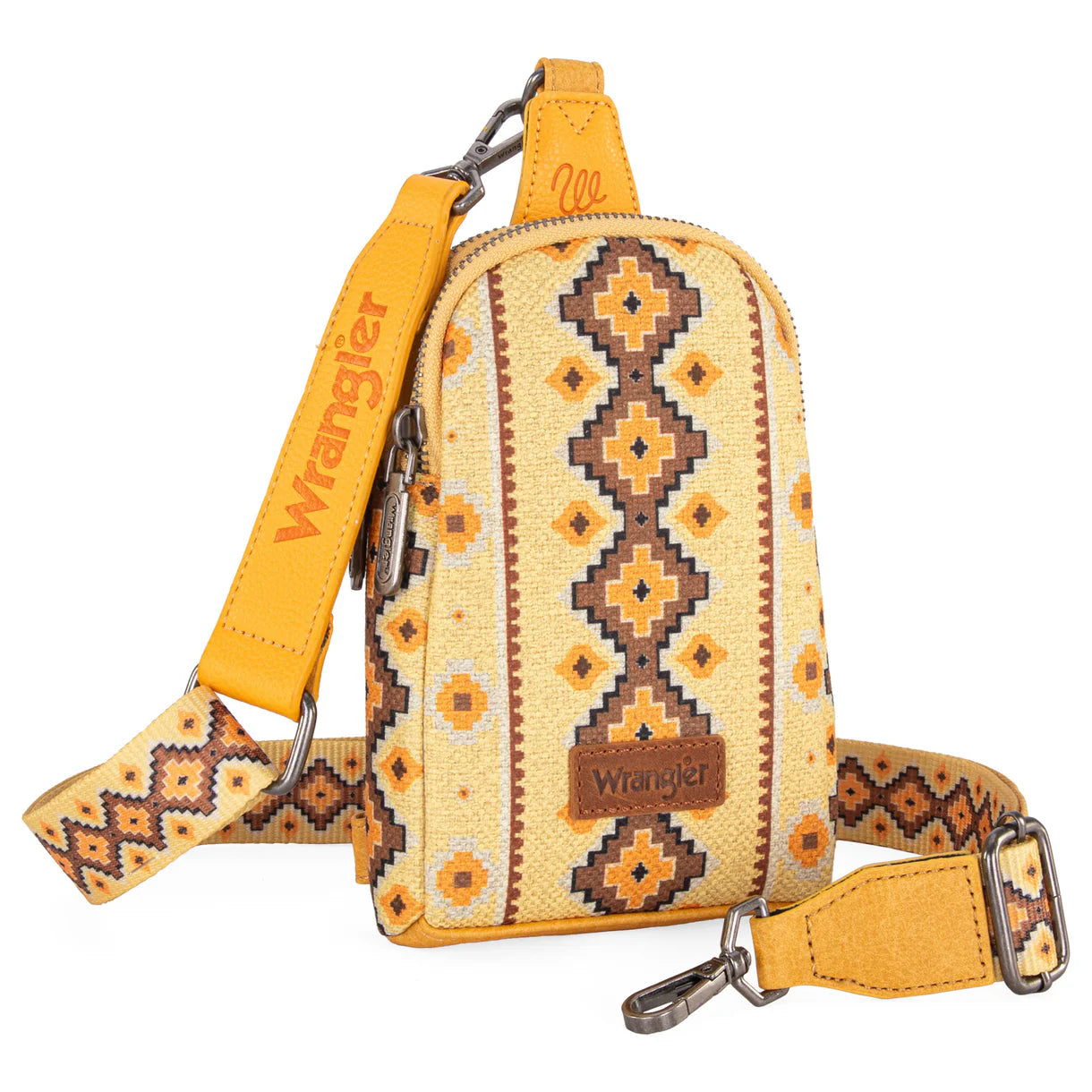 WG2205-210 Wrangler Aztec Print Crossbody Sling Chest Bag - Yellow