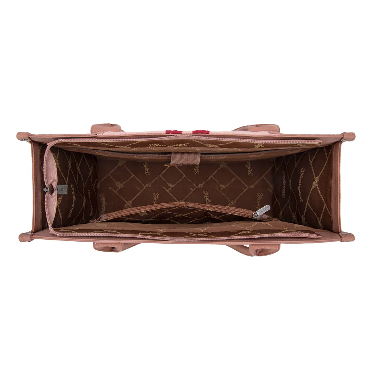 WG226G-8119 Wrangler Tooled Aztec Pattern Print Concealed Carry Large Tote -Dark Pink