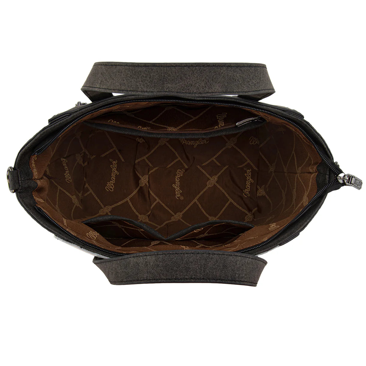 WG252-8012 Wrangler Genuine Hair-On Cowhide Wide Tote/Crossbody Black