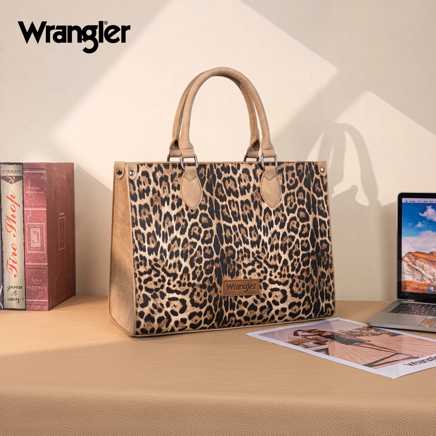 Wrangler Leopard Print Wide Tote Bag/Crossbody
