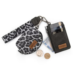 Wrangler Leopard Print Dual Pouch Wristlet -Black