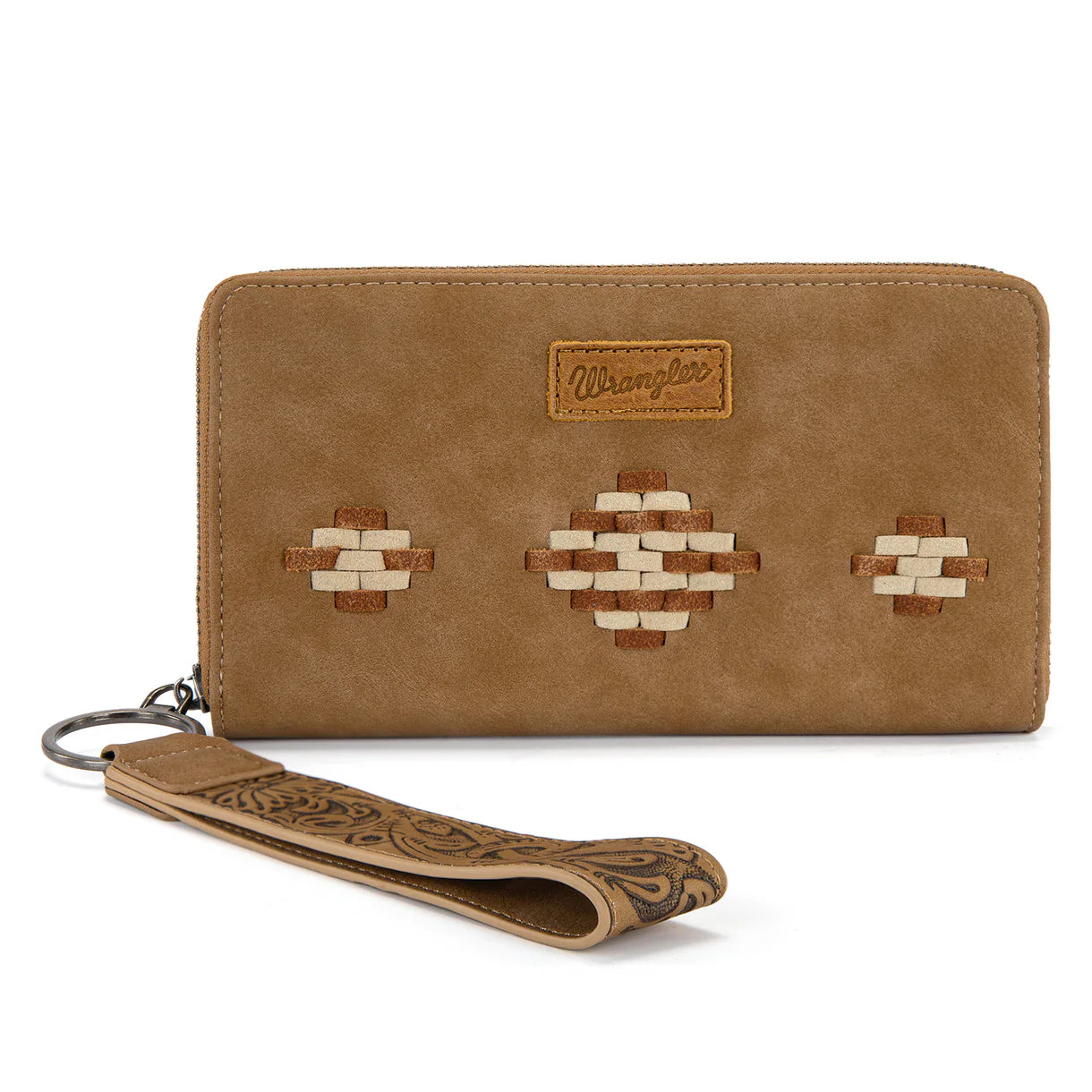WG310-W006KH Wrangler Aztec Woven Zip Around Wallet with Wristlet -Khaki