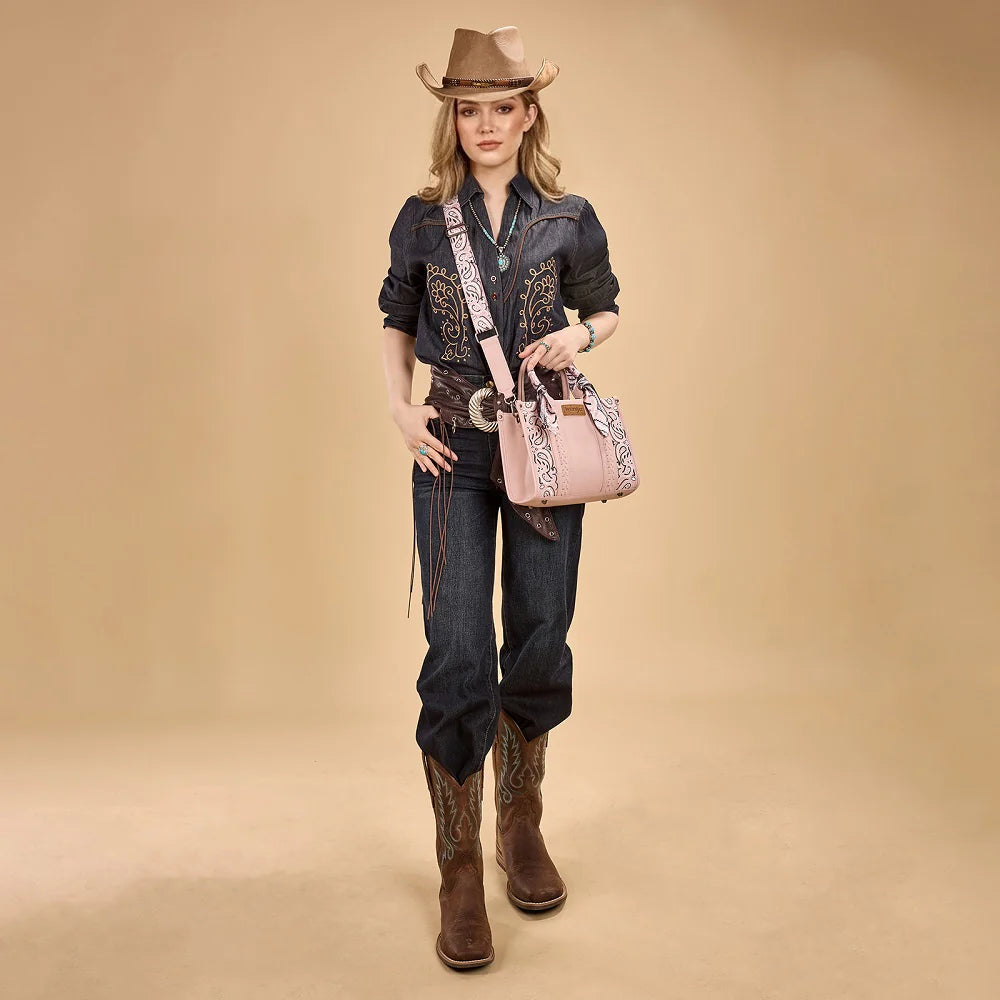 Wrangler Braided Paisley Bandana Tote Bag - Pink