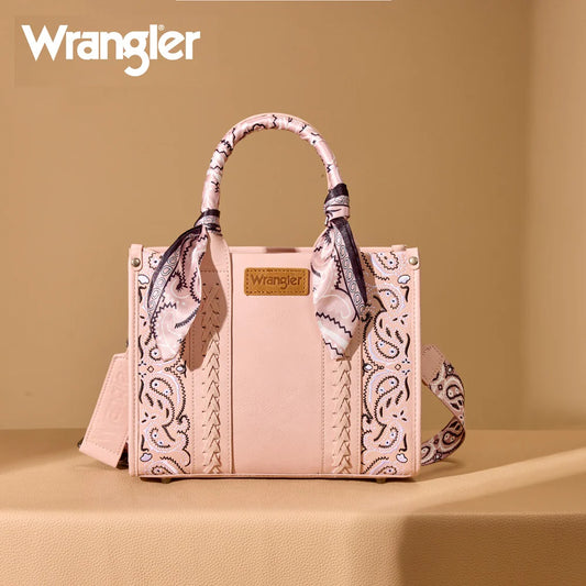 Wrangler Braided Paisley Bandana Tote Bag - Pink