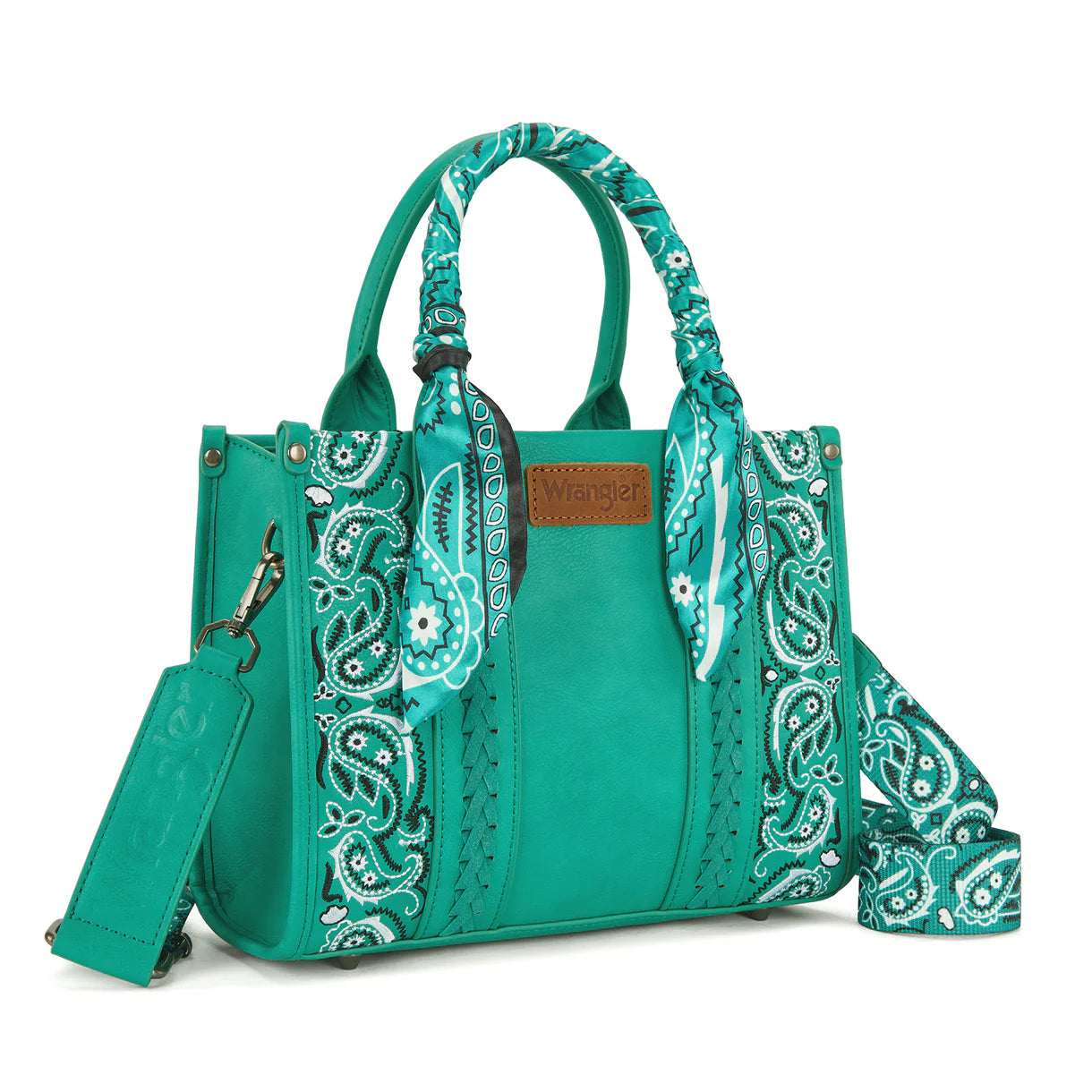 Wrangler Braided Paisley Bandana Tote Bag - Turquoise
