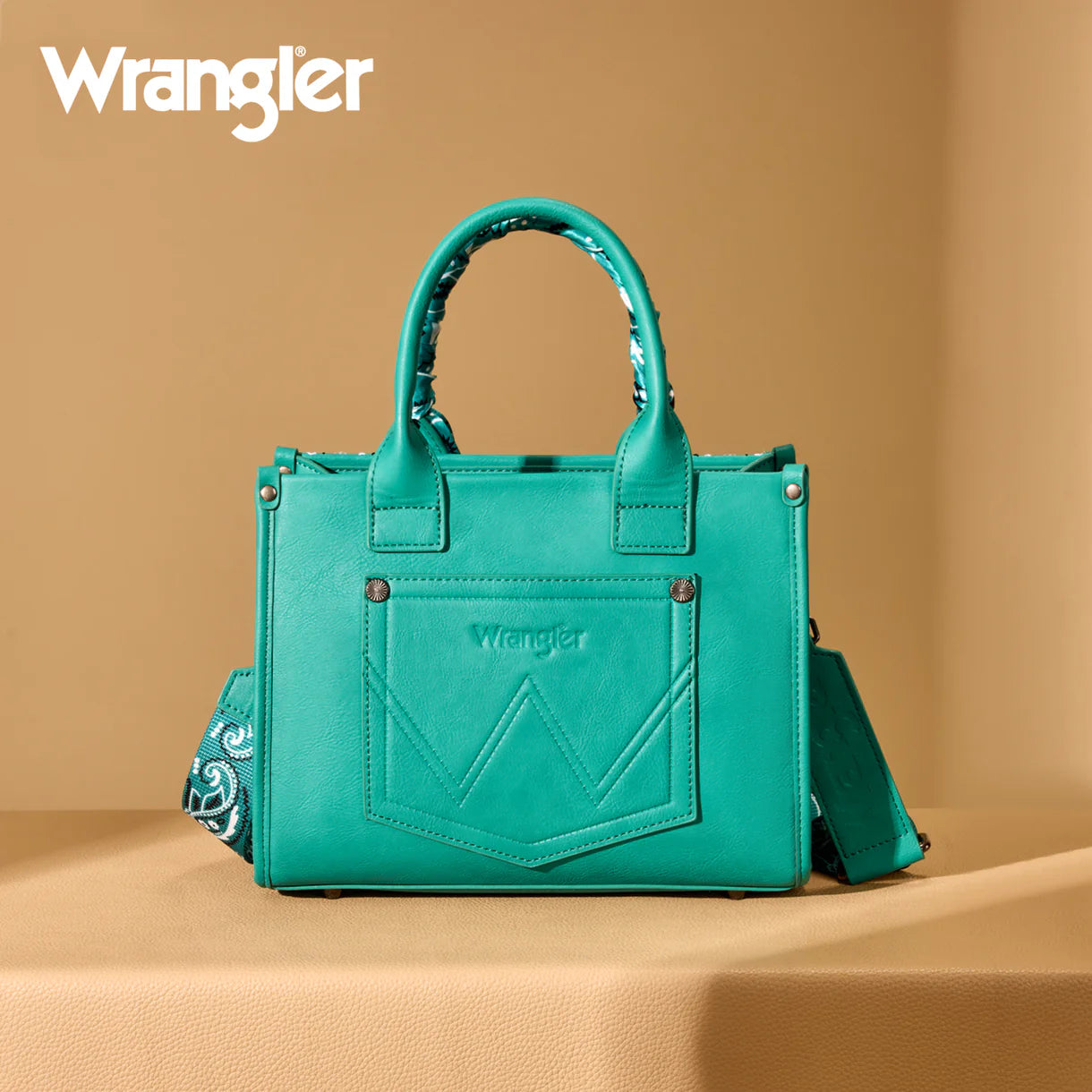 Wrangler Braided Paisley Bandana Tote Bag - Turquoise