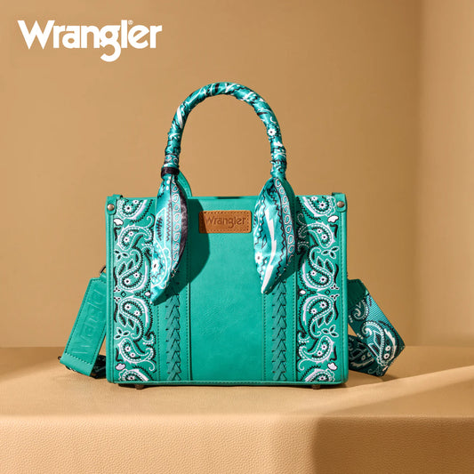 Wrangler Braided Paisley Bandana Tote Bag - Turquoise