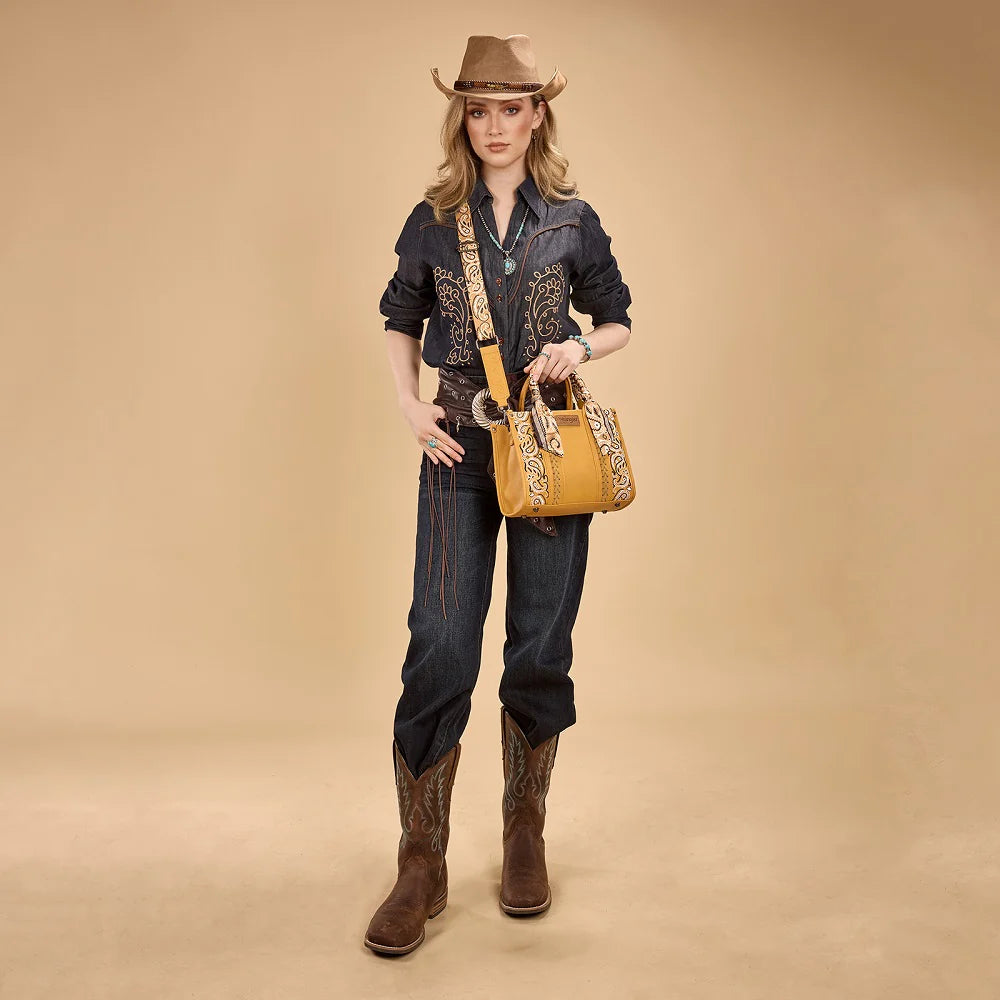 Wrangler Braided Paisley Bandana Tote Bag - Yellow