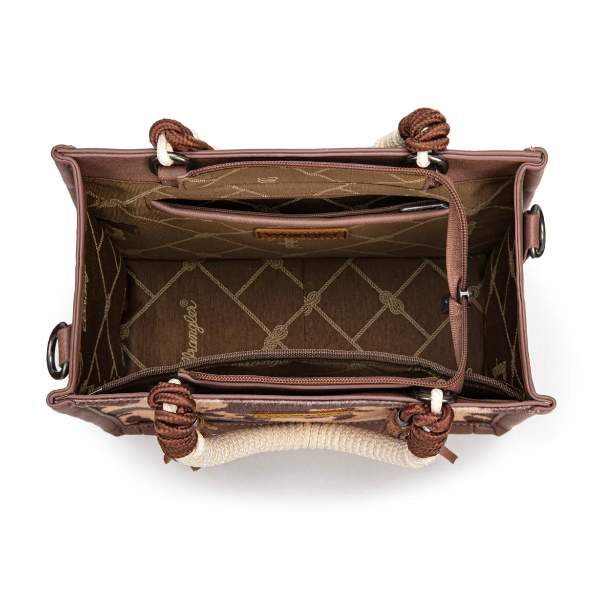 WG386-8120S Wrangler Cow Print Tote/Crossbody -Light Coffee