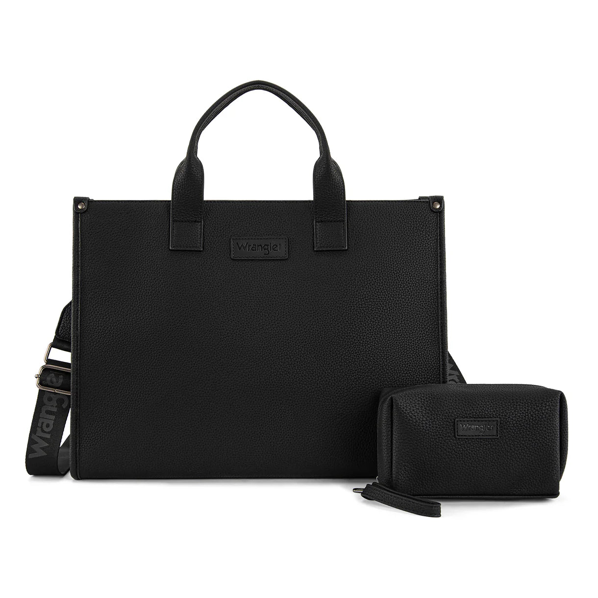 WG390-8110 Wrangler Structured Work Tote/Large Carry-All Tote/Crossbody with Pouch - Black