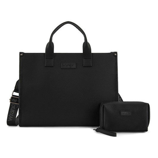 WG390-8110 Wrangler Structured Work Tote/Large Carry-All Tote/Crossbody with Pouch - Black