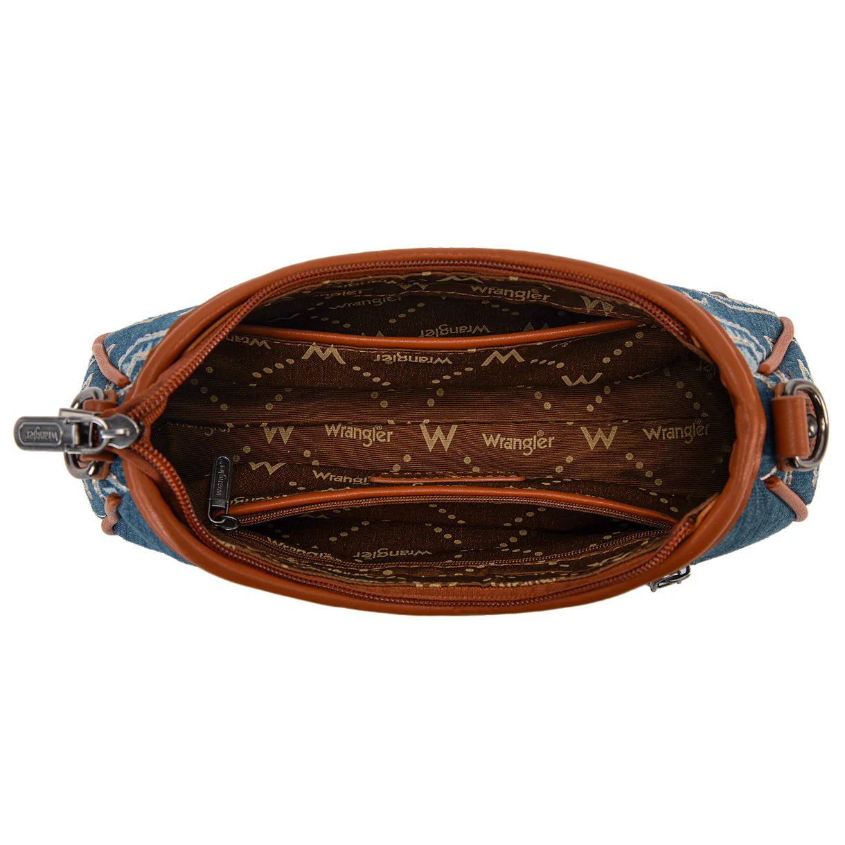Wrangler Aztec Studded Denim Shoulder Bag with Mini Pouch - Jean