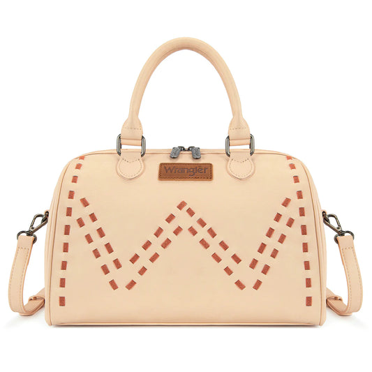 WG449-5112 Wrangler Stitch Detail Classic Barrel Satchel/Crossbody -Tan