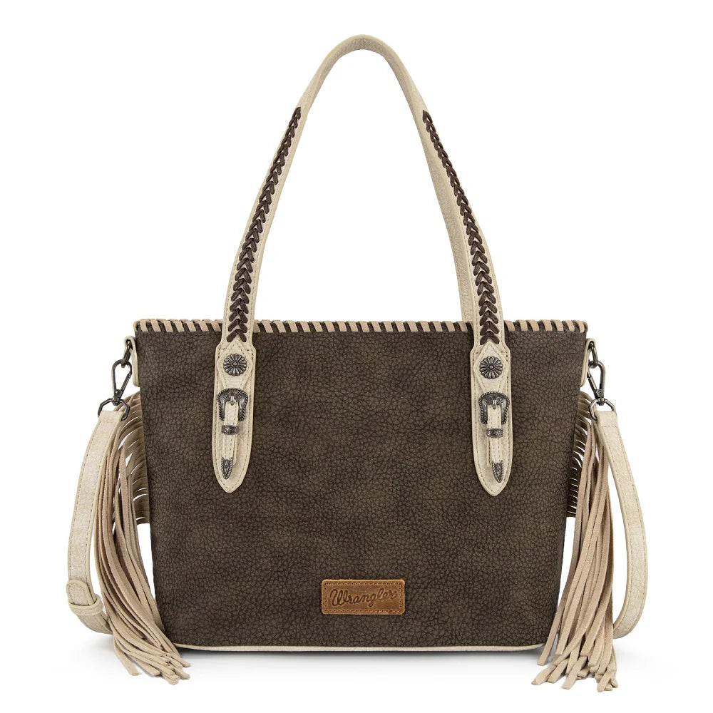 Wrangler Braided Tassel Tote Bag - Coffee