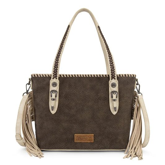 Wrangler Braided Tassel Tote Bag - Coffee
