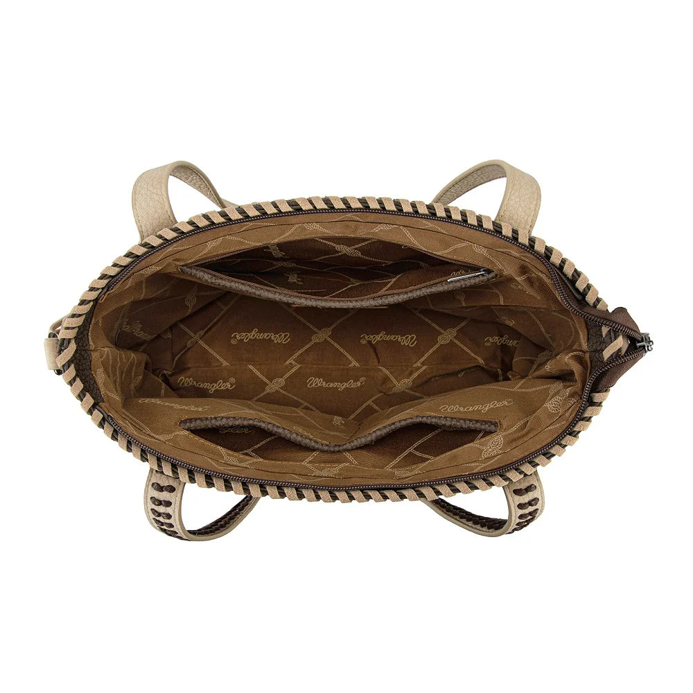 Wrangler Braided Tassel Tote Bag - Coffee