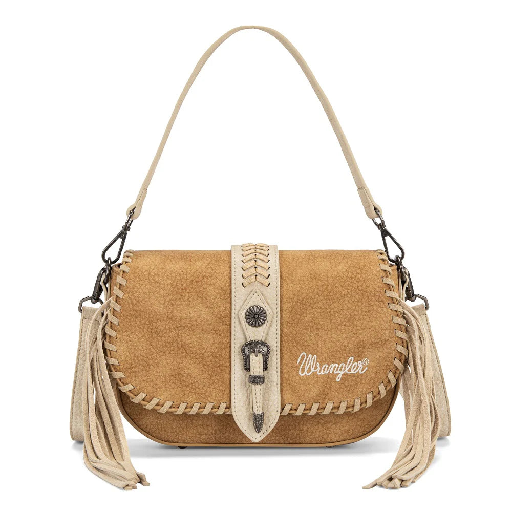 Wrangler Braided Tassel Saddle Crossbody Bag - Brown