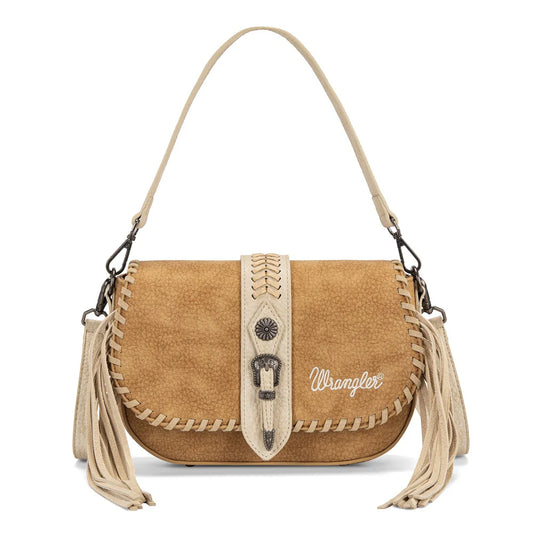 Wrangler Braided Tassel Saddle Crossbody Bag - Brown
