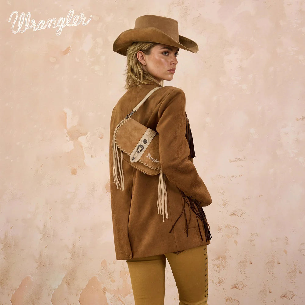 Wrangler Braided Tassel Saddle Crossbody Bag - Brown