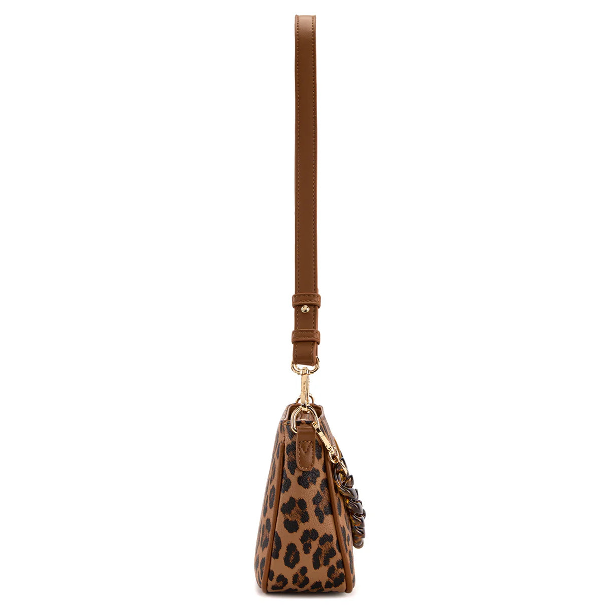 Wrangler Western Leopard Print Shoulder Bag with Chain Detail - Brown