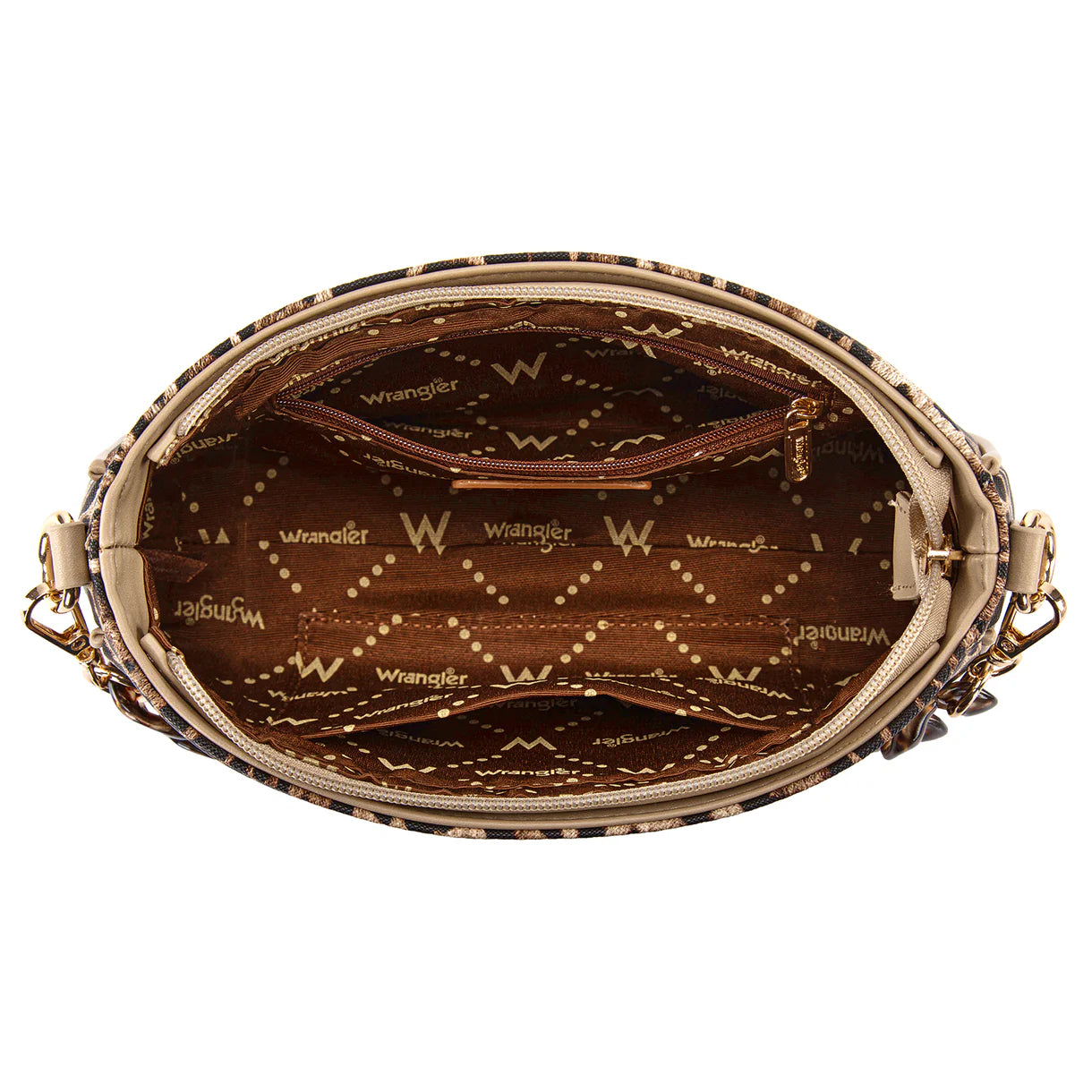 WG474-8633 Wrangler Western Leopard Print Shoulder Bag with Chain Detail -Leopard