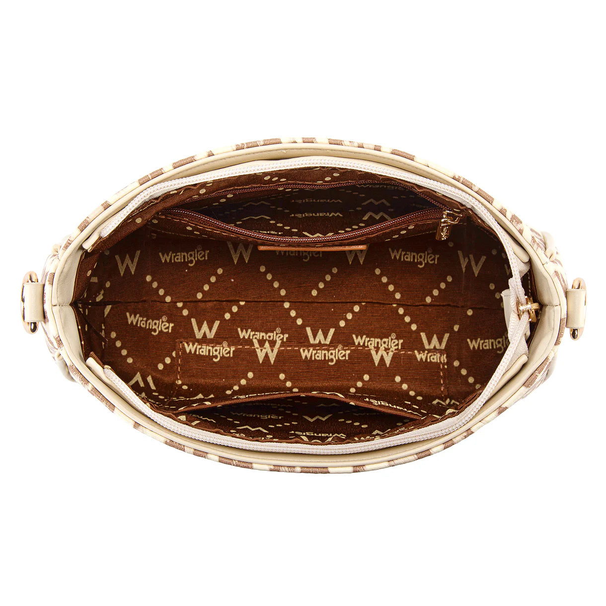 WG474-8633 Wrangler Western Leopard Print Shoulder Bag with Chain Detail -Tan
