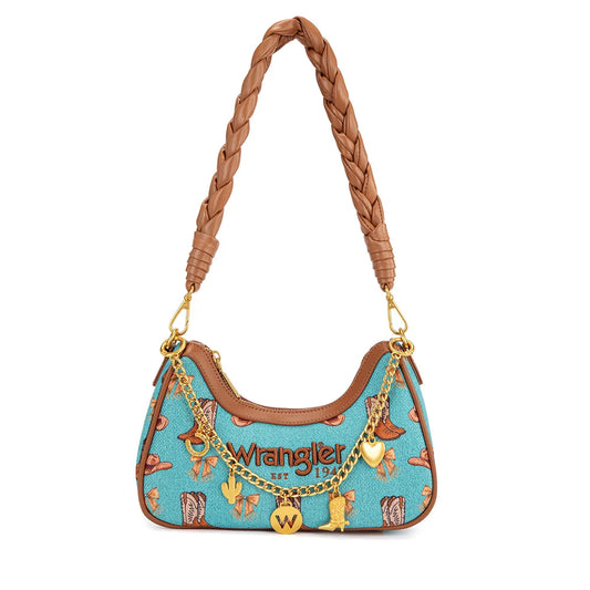 Wrangler Western Cowboy Print Shoulder Bag - Turquoise