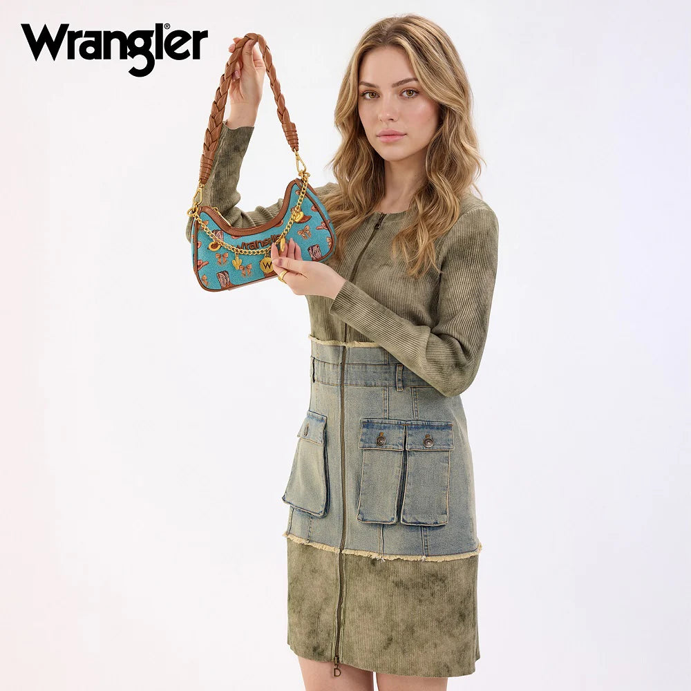Wrangler Western Cowboy Print Shoulder Bag - Turquoise