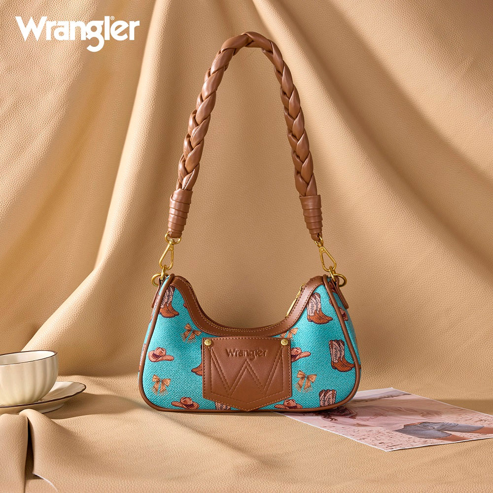 Wrangler Western Cowboy Print Shoulder Bag - Turquoise