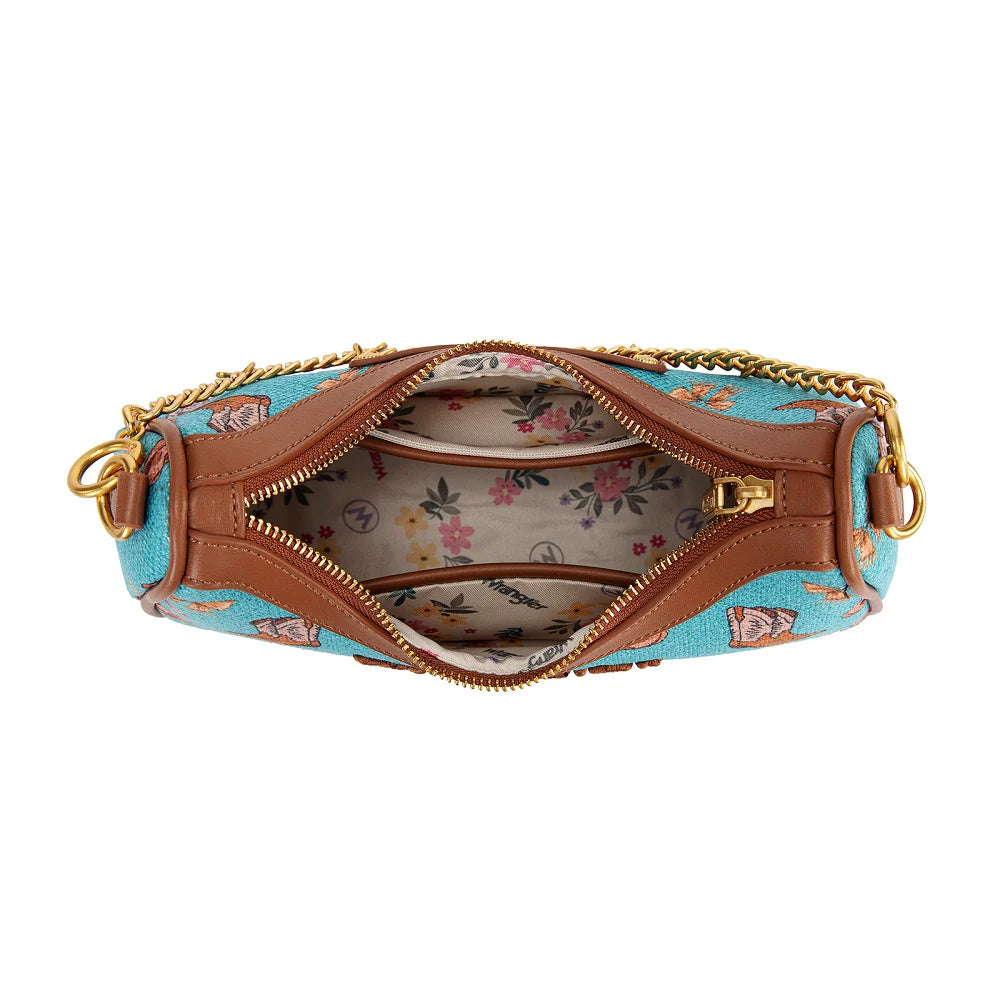 Wrangler Western Cowboy Print Shoulder Bag - Turquoise