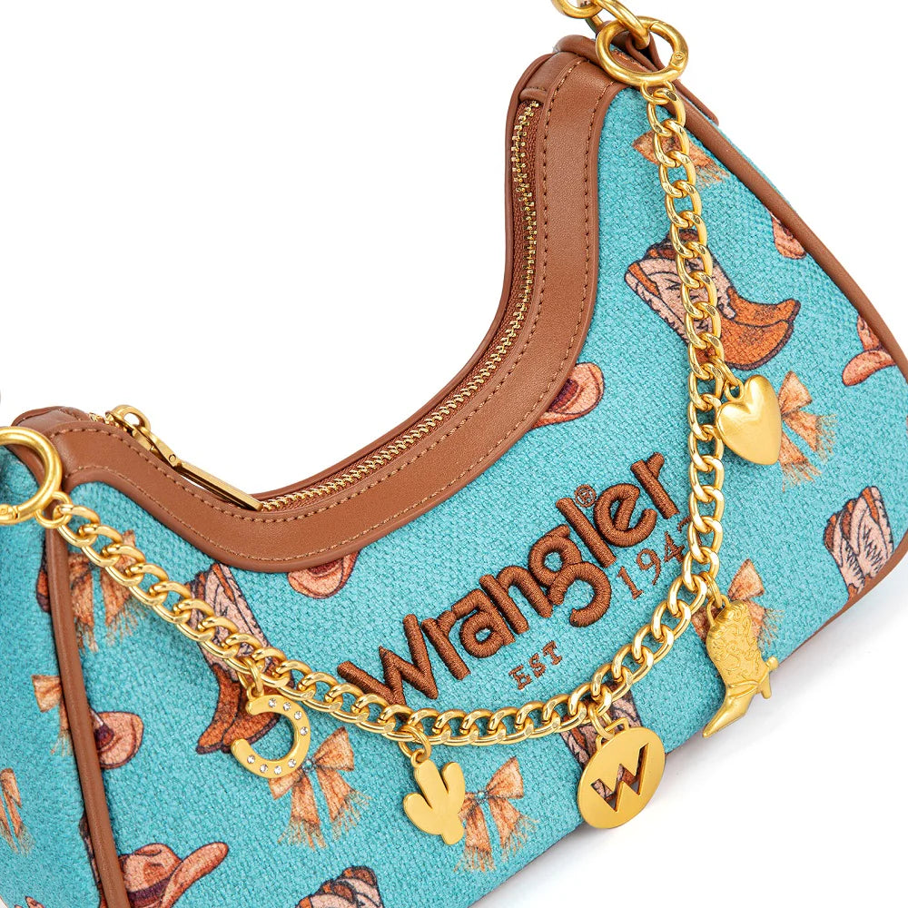 Wrangler Western Cowboy Print Shoulder Bag - Turquoise