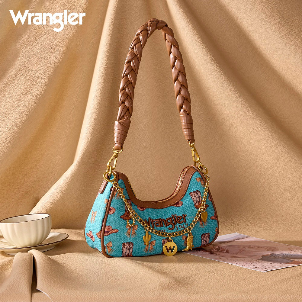 Wrangler Western Cowboy Print Shoulder Bag - Turquoise
