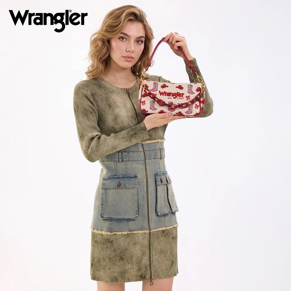 Wrangler Western Print Cowgirl Shoulder Bag - Pink