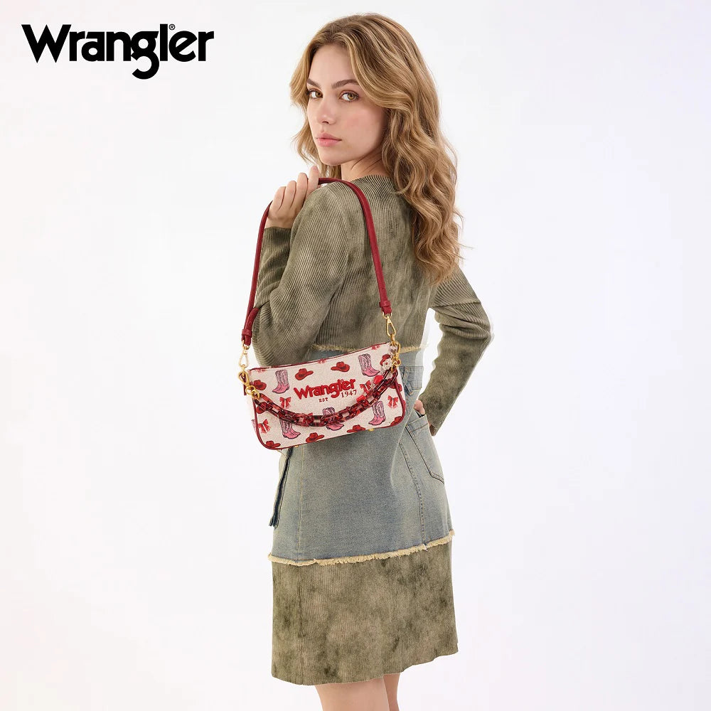 Wrangler Western Print Cowgirl Shoulder Bag - Pink