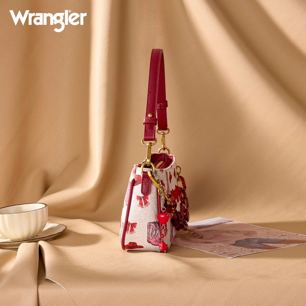 Wrangler Western Print Cowgirl Shoulder Bag - Pink