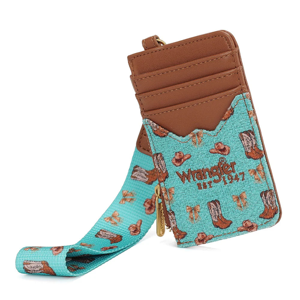 WG524-W005TQ Wrangler Western Print RFID Blocking Wallet - Turquoise
