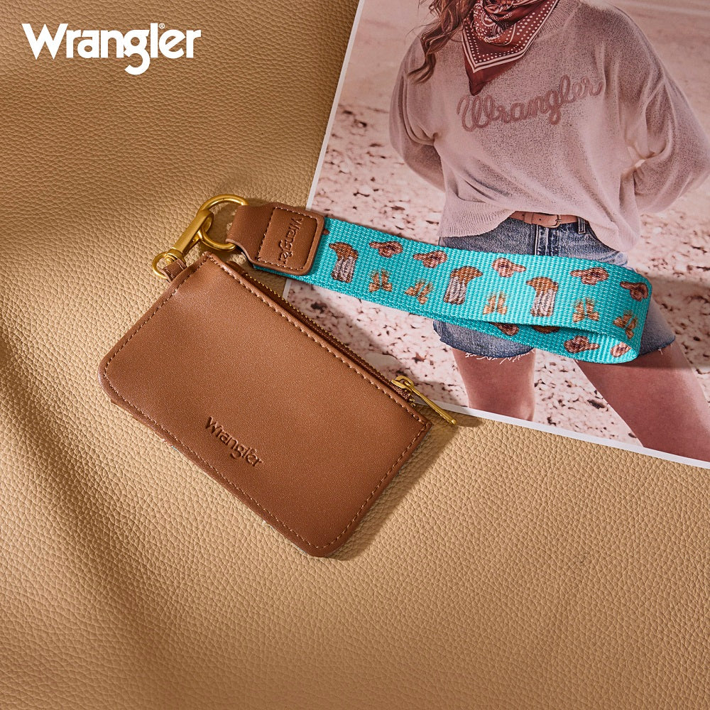 WG524-W005TQ Wrangler Western Print RFID Blocking Wallet - Turquoise