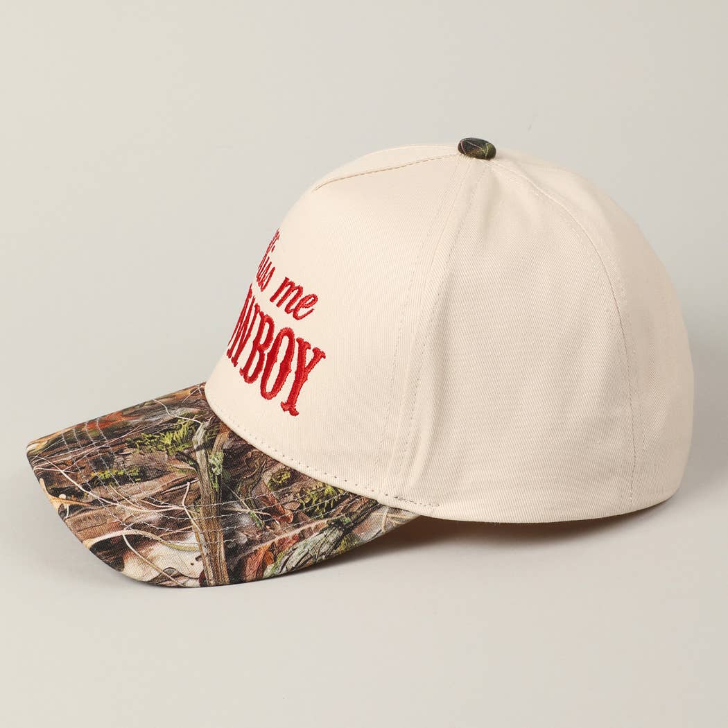 Kiss Me Cowboy Embroidery Two-Tone Cap