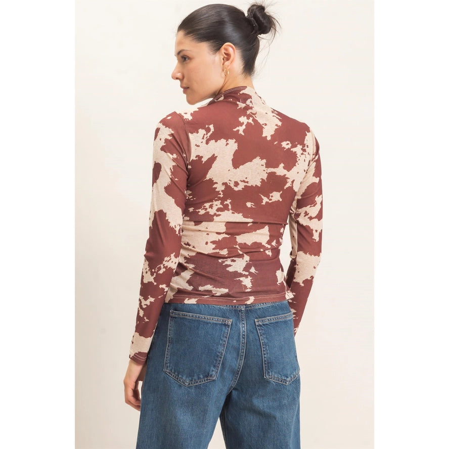Asymmetrical Cow Print Top