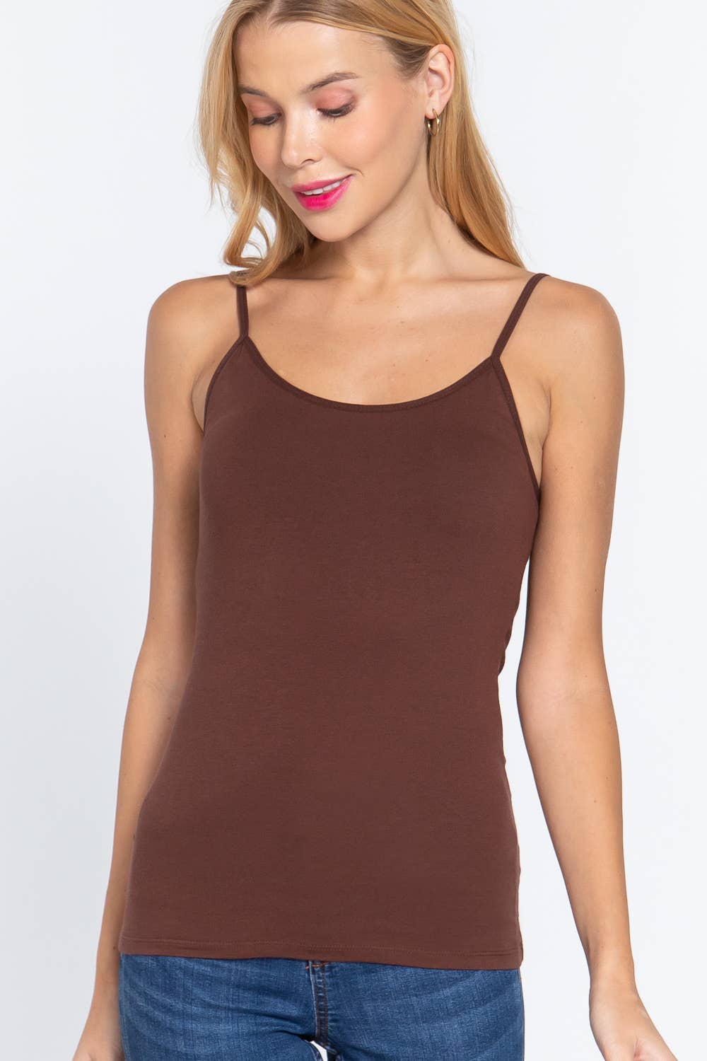 Basic Adjustable Spaghetti Strap Cropped Cami with Shelf Bra