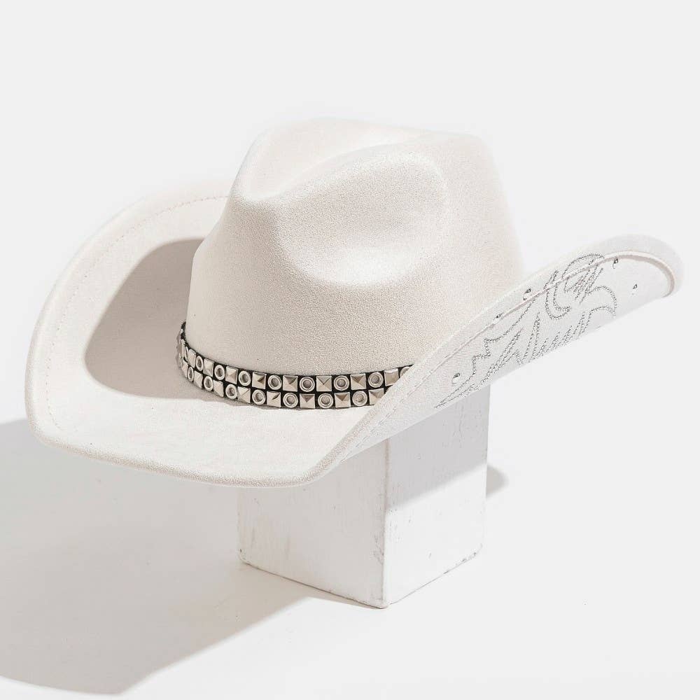 Studded Strap Rhinestone Decor Western Cowboy Hat