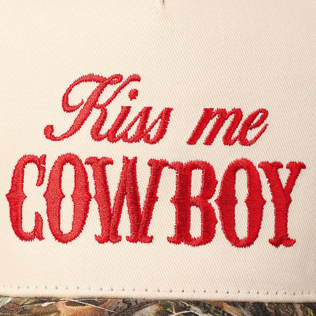 Kiss Me Cowboy Embroidery Two-Tone Cap