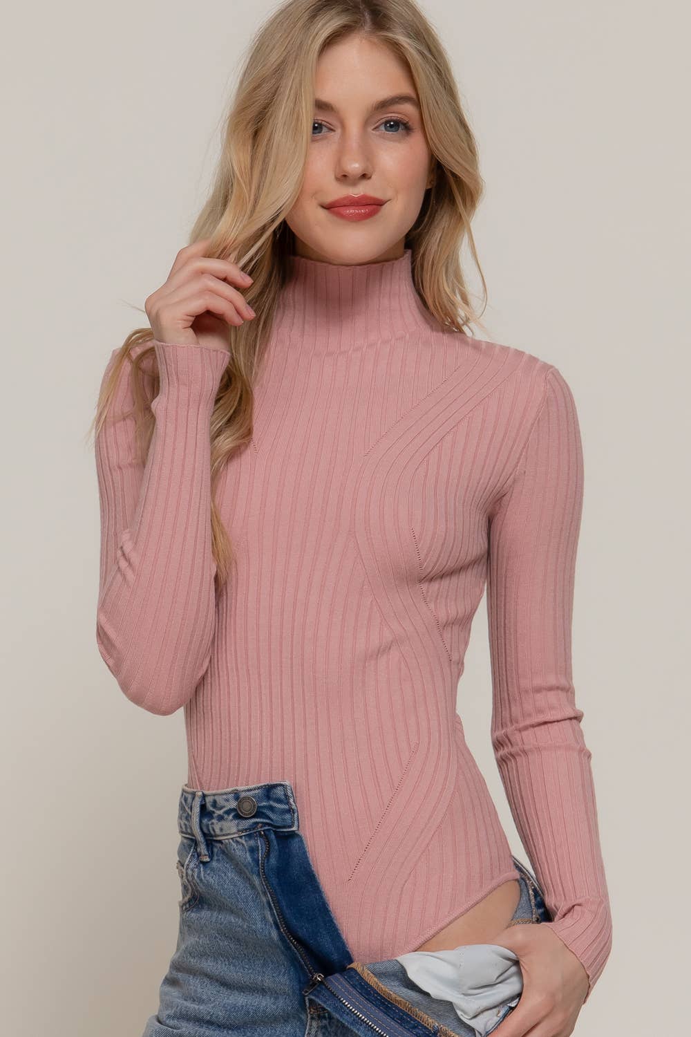Long Sleeve Turtle Neck Sweater Bodysuit