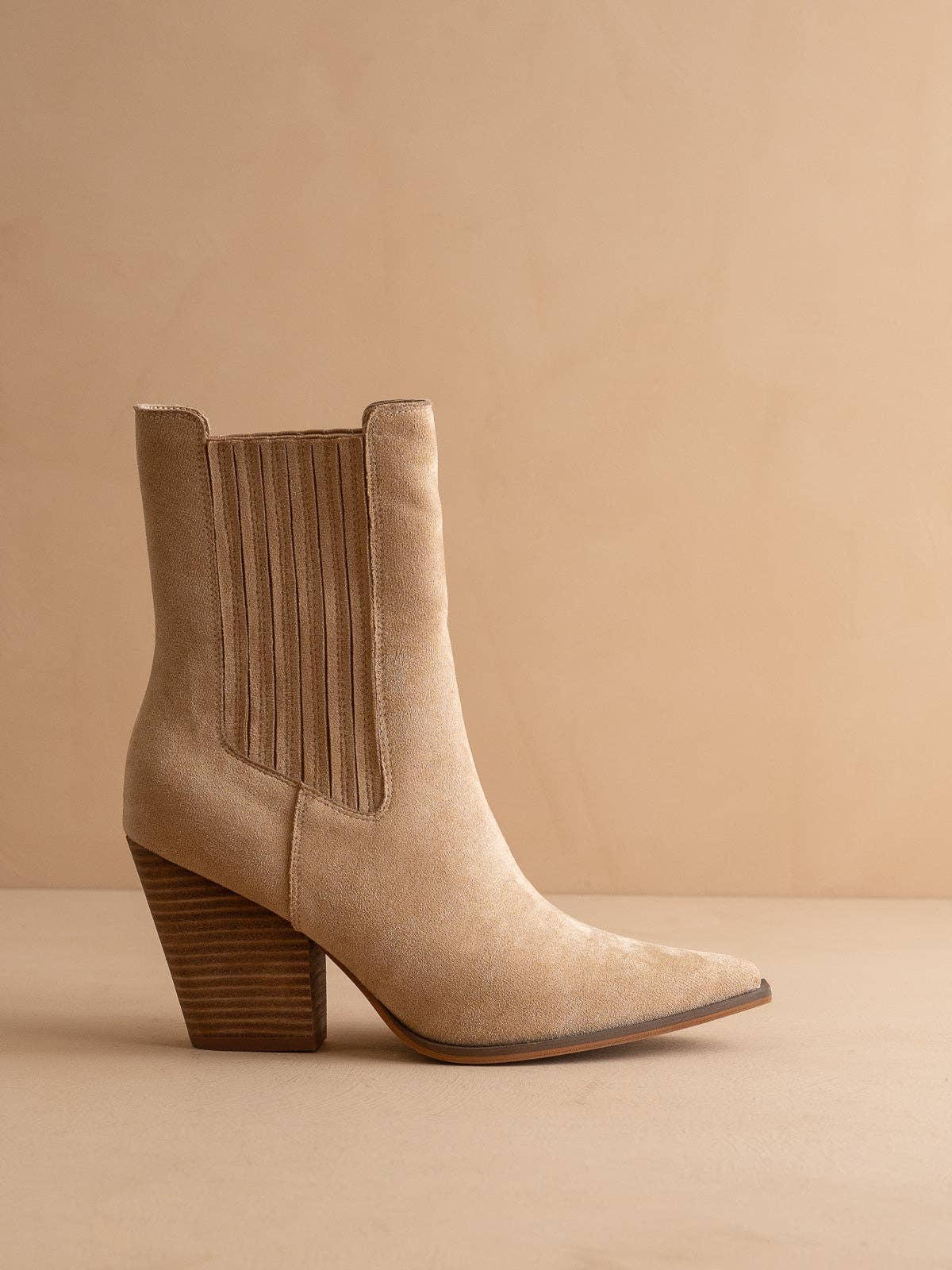 The Lydia | Almond Suede Pointed Toe Western Bootie