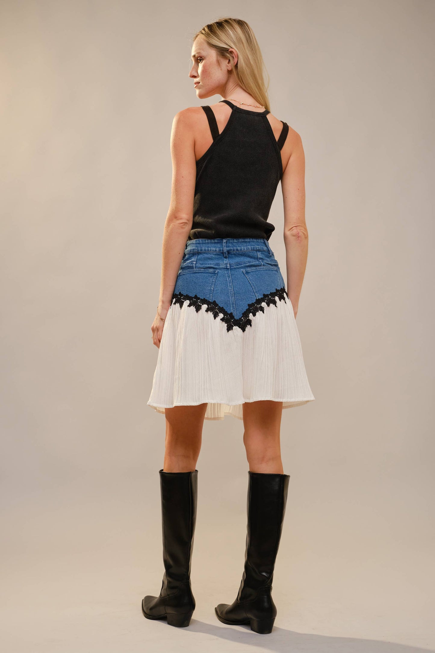 23639S Western Stitch Pleated Denim Skirt