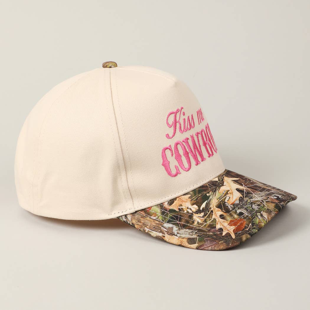 Kiss Me Cowboy Embroidery Two-Tone Cap